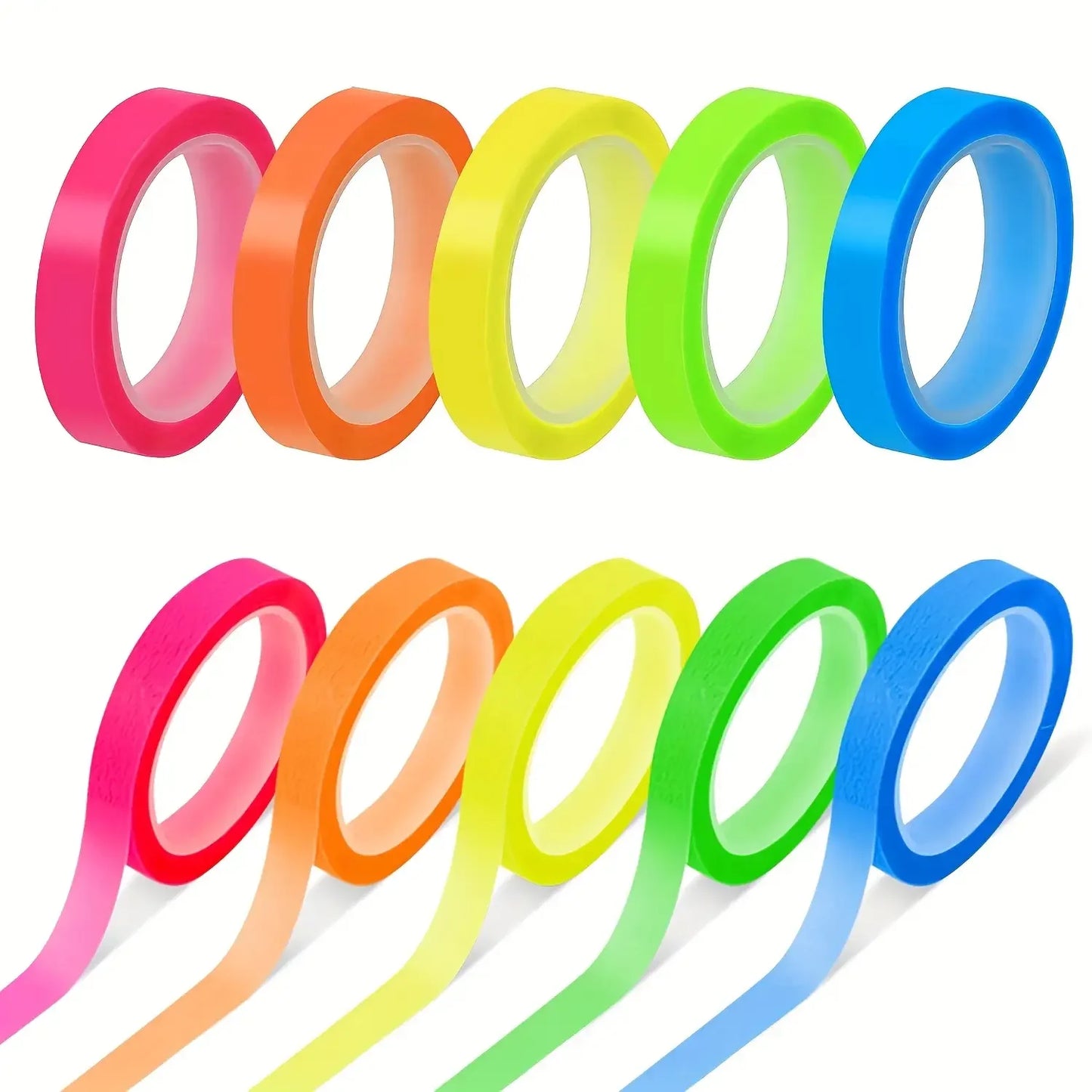 5 Roll 5 Colors Stickers Transparent Fluorescent Index Tabs Flags 5m Sticky Note Stationery Children Gift School Office Supplies Beauty World Shop
