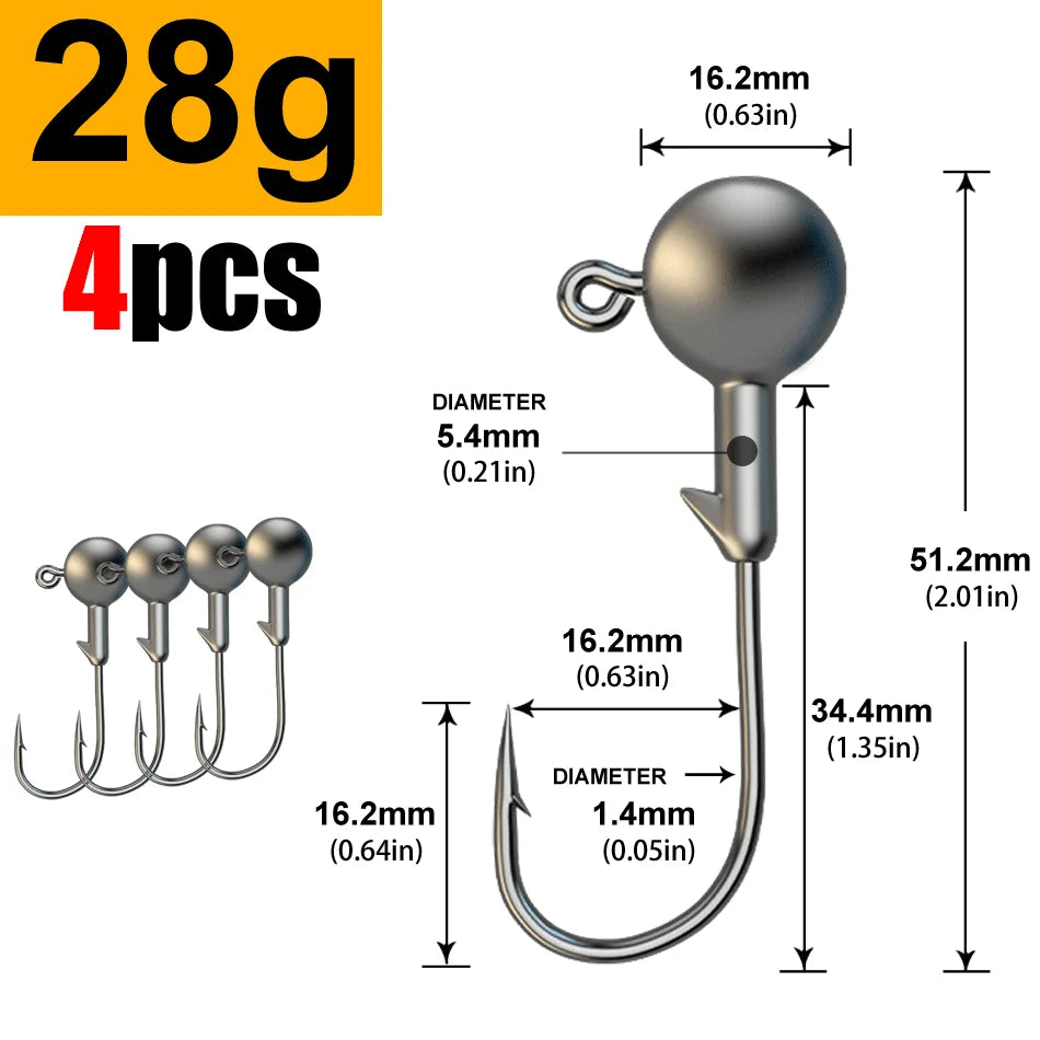 JYJ 1g 2g 3g 4g 5g 10g 20g 22g 25g 28g crank Jig head hook fishing hook head Jig lure hard bait soft worm jig hook for fishing Beauty World Shop
