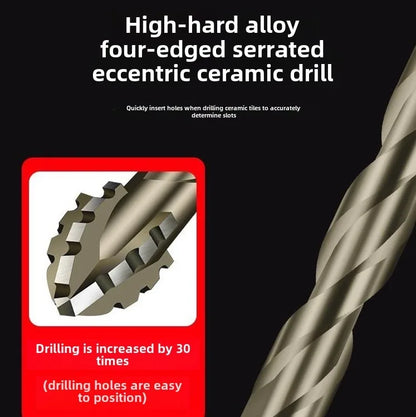 High-Four-edged serrated eccentric drill for dry drilling of ceramic tiles, glass, marble, concrete, stainless steel drill bits Beauty World Shop