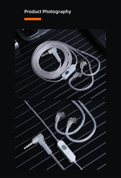  KZ M2 Dual Silver-Plated Upgrade Cable , High-definition With Dual Mic USB Type-C Earphone Upgrade Cable
