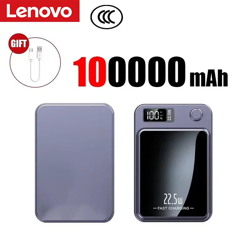 Lenovo 2026 200000mAh Magnetic Wireless Power Bank Portable Fast Charger For Magsafe Auxiliary Battery For iphone Huawei Samsung Beauty World Shop