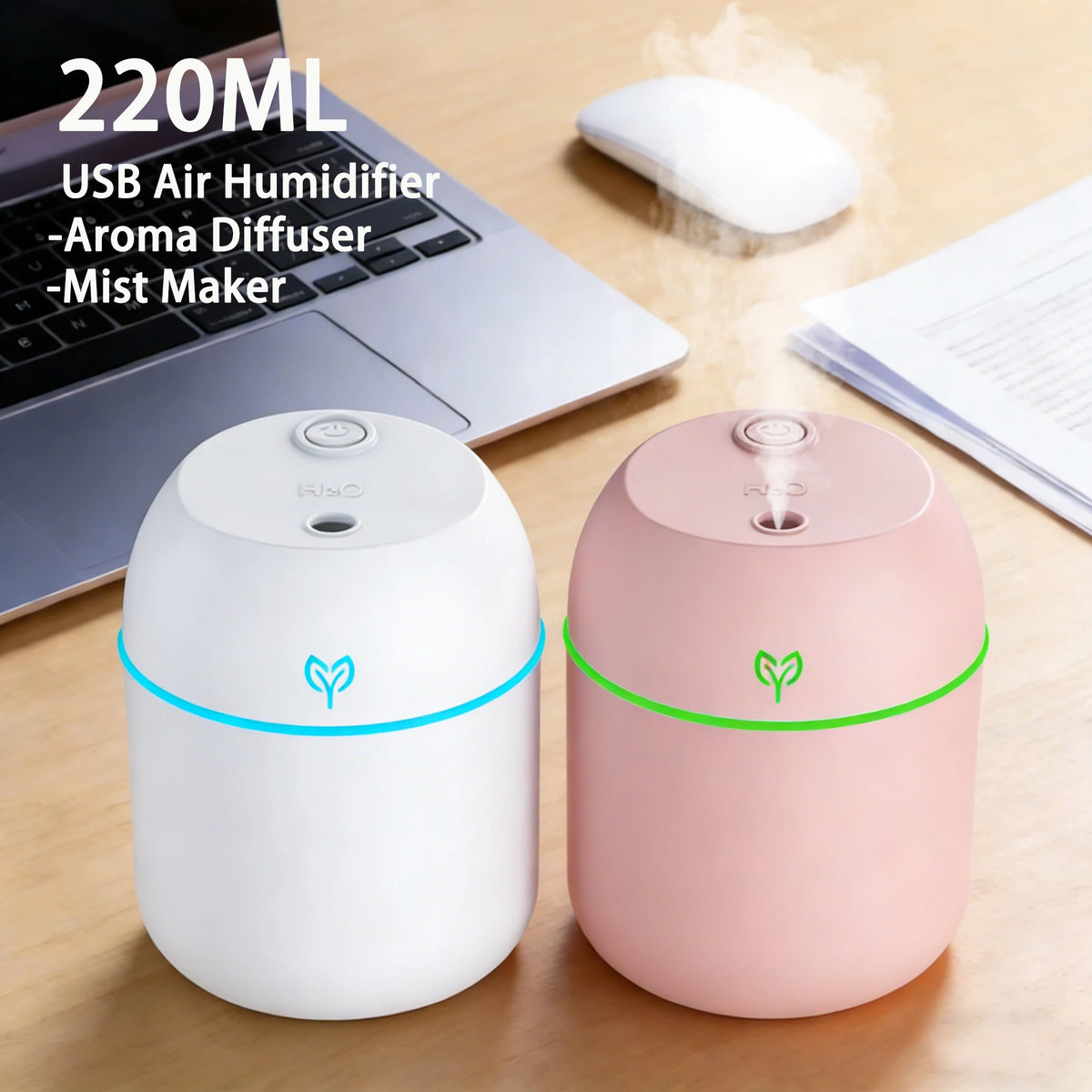 220ML Air Humidifier Cool Mist Aroma Diffuser LED Night Light Power-Off Protect USB Humidificador For Home Office Beauty World Shop