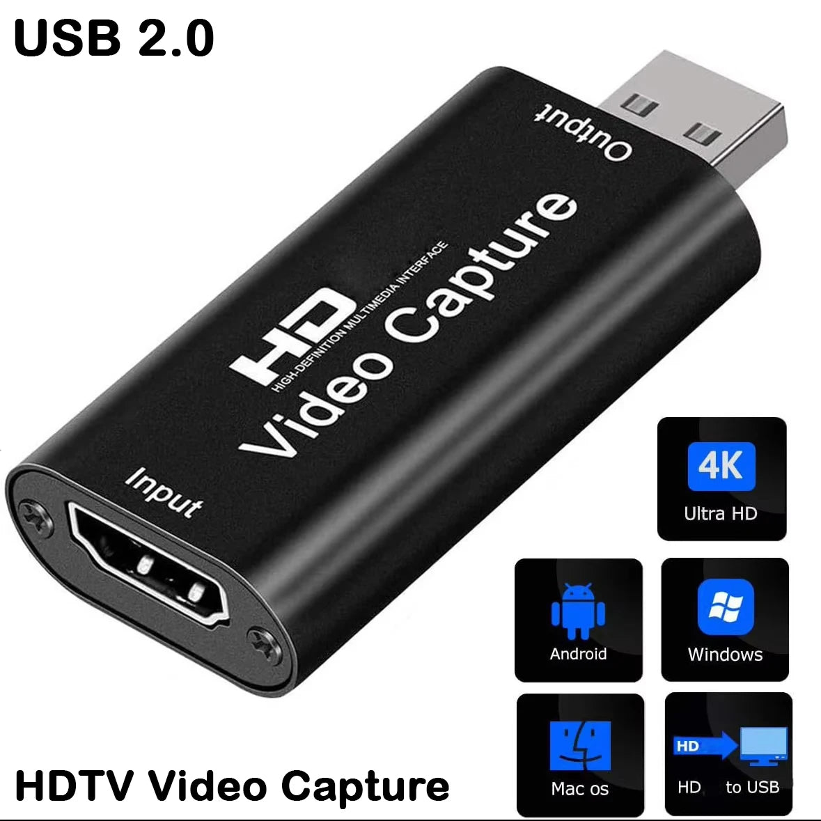 4K HDMI-Compatible Video Capture Card Streaming Board Capture USB 2.0 1080P Card Grabber Recorder Box for PS4 Game DVD Camera Beauty World Shop