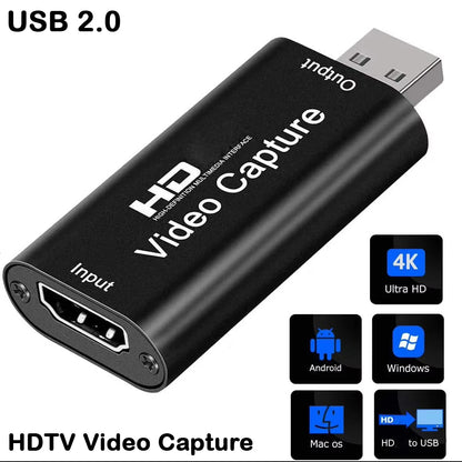 4K HDMI-Compatible Video Capture Card Streaming Board Capture USB 2.0 1080P Card Grabber Recorder Box for PS4 Game DVD Camera Beauty World Shop