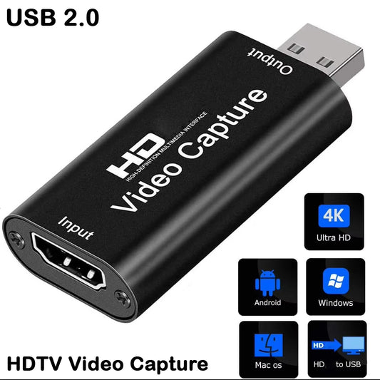 4K HDMI-Compatible Video Capture Card Streaming Board Capture USB 2.0 1080P Card Grabber Recorder Box for PS4 Game DVD Camera Beauty World Shop