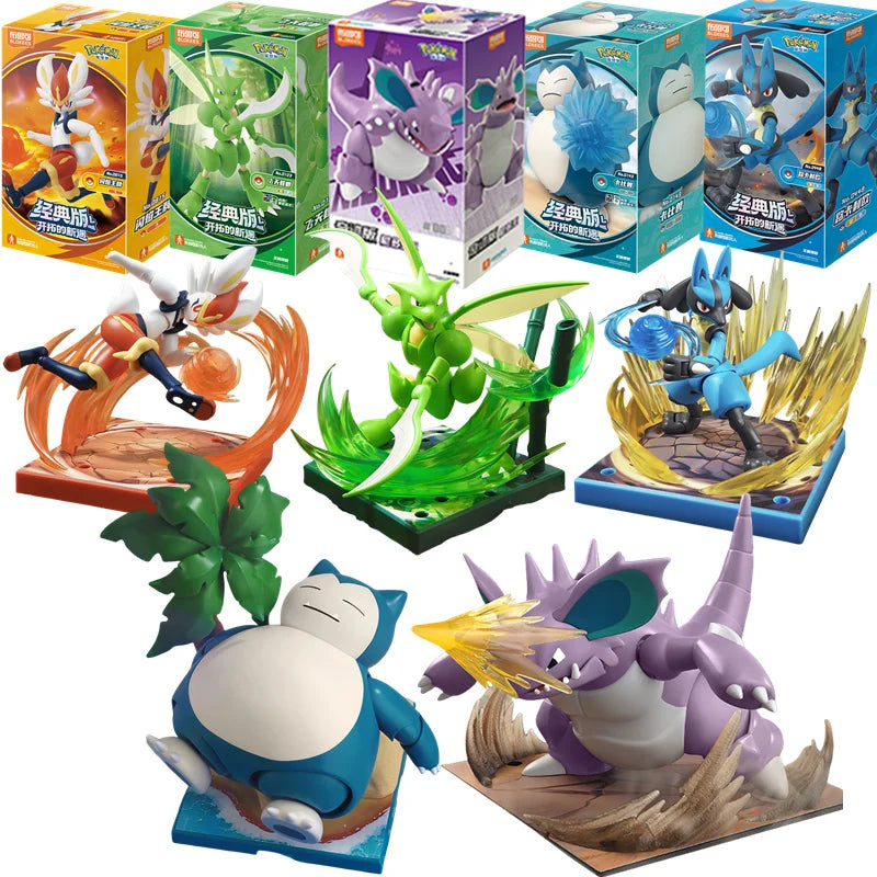 Blokees Pokemon Adventure Prologue Snorlax Cinderace Scyther Lucario Monster Action Figure Model Assembling Toys Birthday Gifts Beauty World Shop
