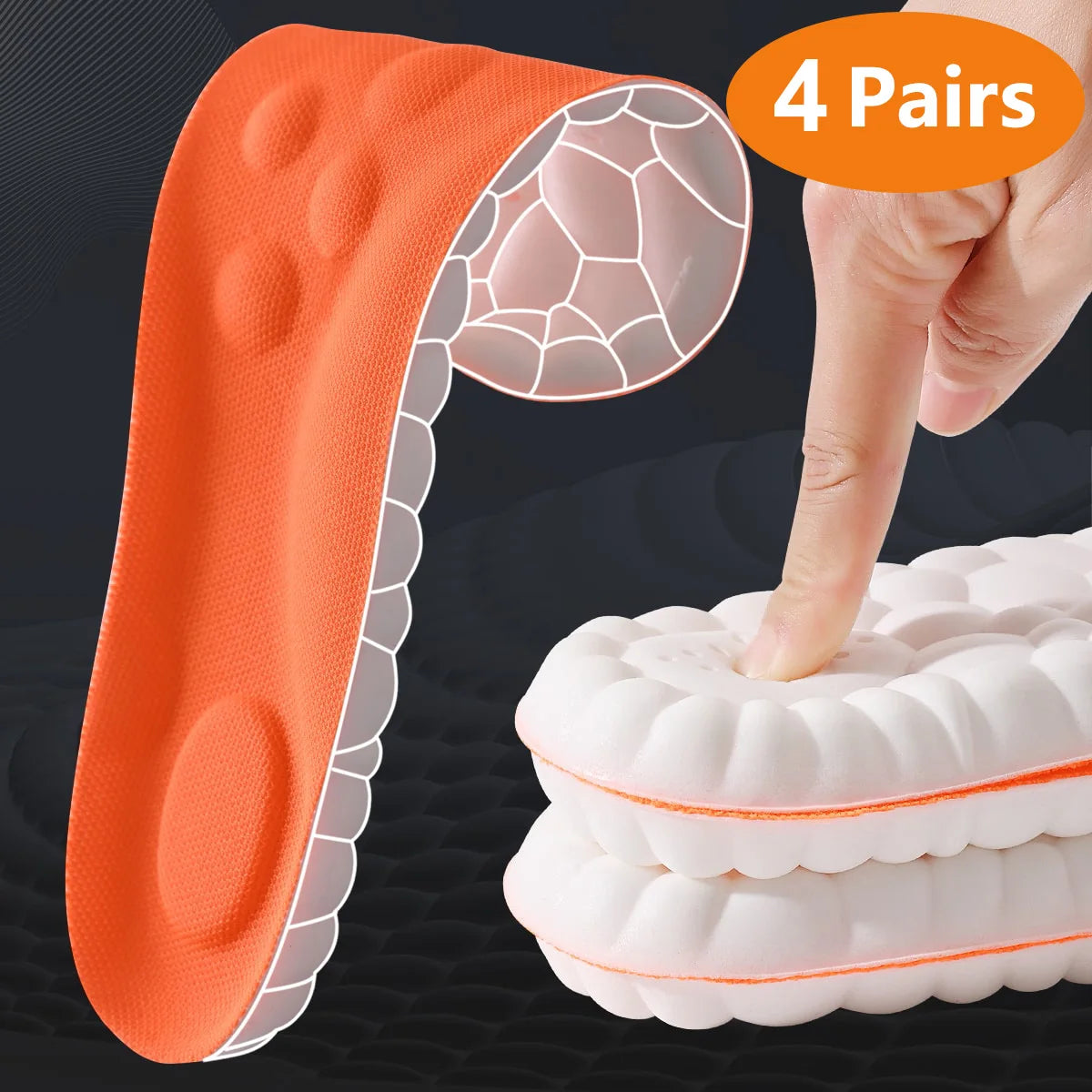 1/2/4pairs Latex Sport Insoles Soft High Elasticity Shoe Pads Orthotic Breathable Shock Absorption Cushion Arch Support Insole Beauty World Shop