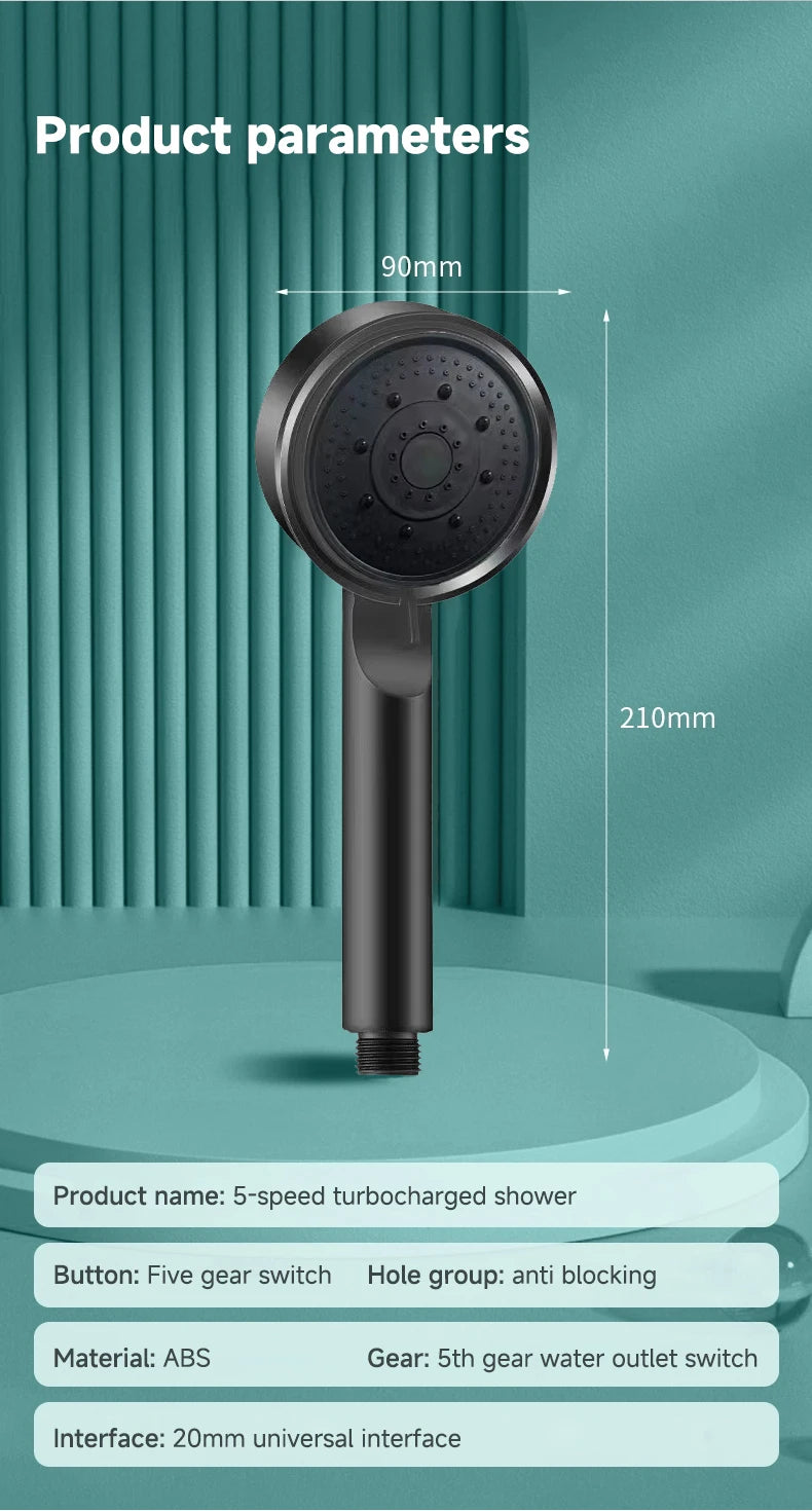 5 Modes Pressure Boost Shower Head Multifunction Adjustable Large Water Shower Nozzle Massage Bathroom Accessory Beauty World Shop