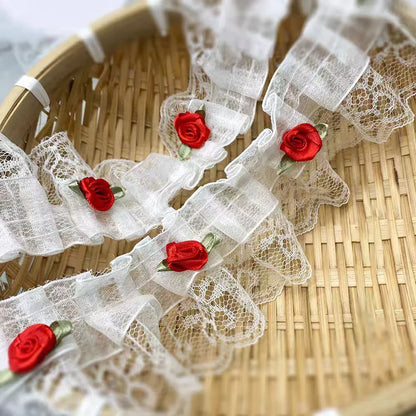 1 Yard Pink Bow Embroidery Lace Fabric Trim DIY Clothing Decoration Accessory 5CM Wide Home Accessories Store