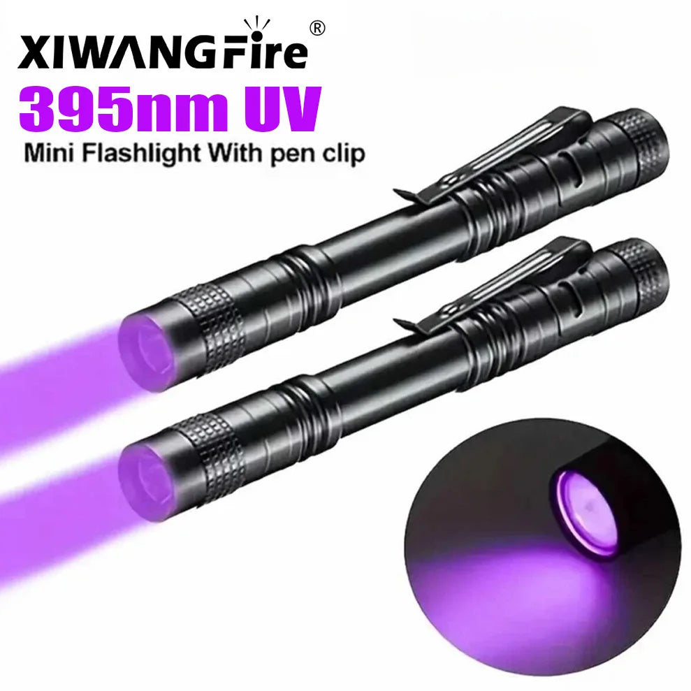 UV Flashlight 395nm Ultraviolet Torch With Pen Clip Portable AAA Batteries Used Violet Light Pet Urine Scorpion Detector UV Lamp Beauty World Shop