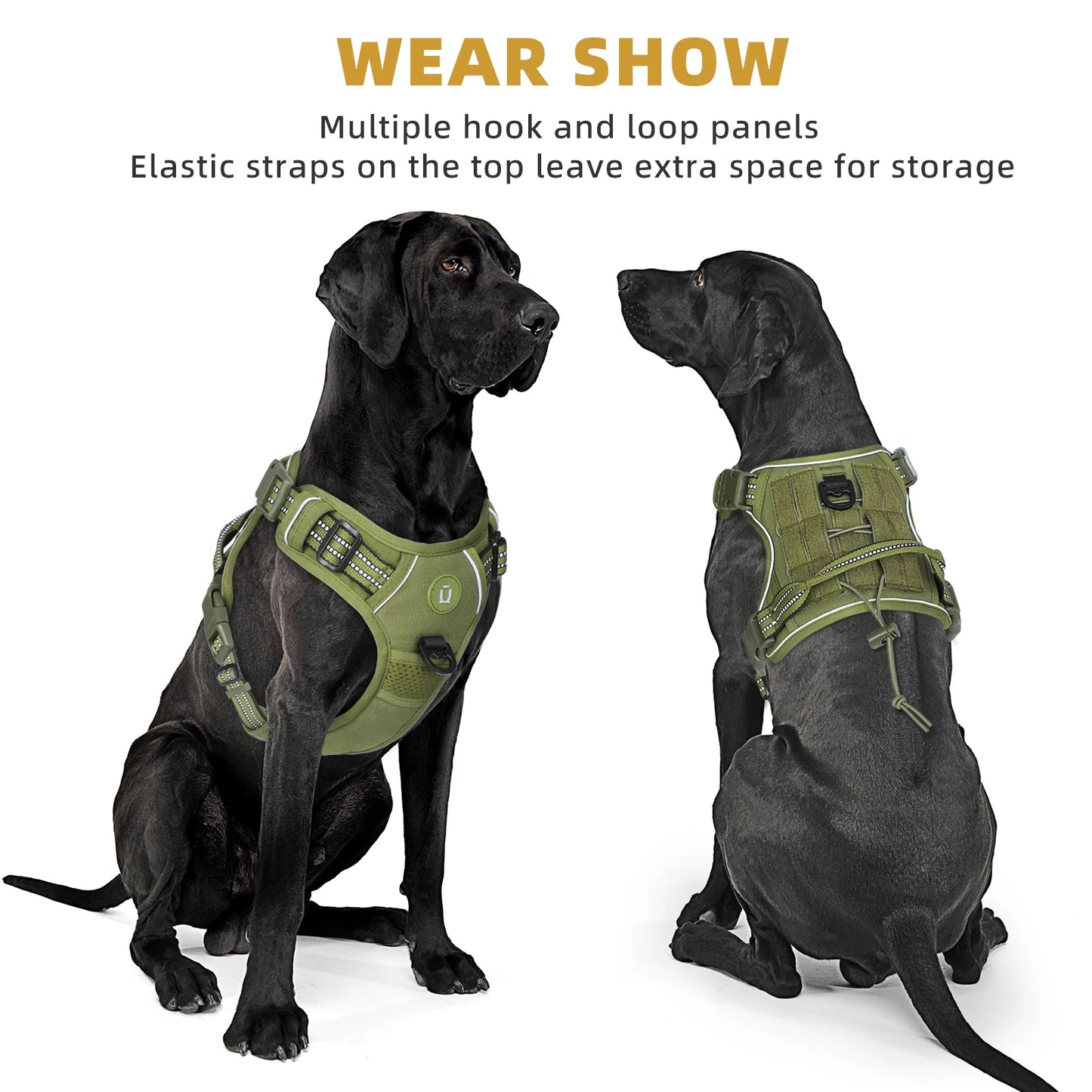 Tactical Dog Harness, No Pull Dog Harness, Adjustable Breathable MOLLE Dog Vest Harness for Medium Large Dog Reflective Military Beauty World Shop
