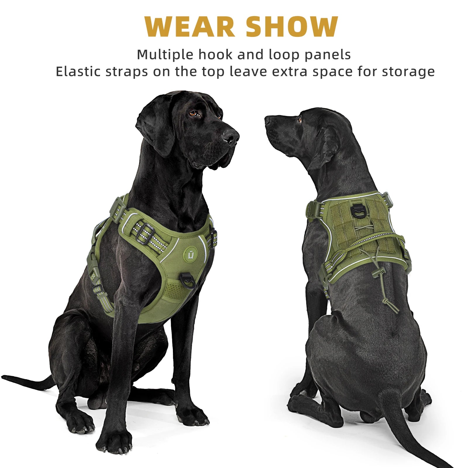 Tactical Dog Harness, No Pull Dog Harness, Adjustable Breathable MOLLE Dog Vest Harness for Medium Large Dog Reflective Military Beauty World Shop
