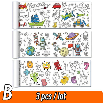 90cm Animal Canvas Children's Drawing Roll DIY Coloring Paper Roll Color Filling Graffiti Paper-cut Painting Educational School Beauty World Shop