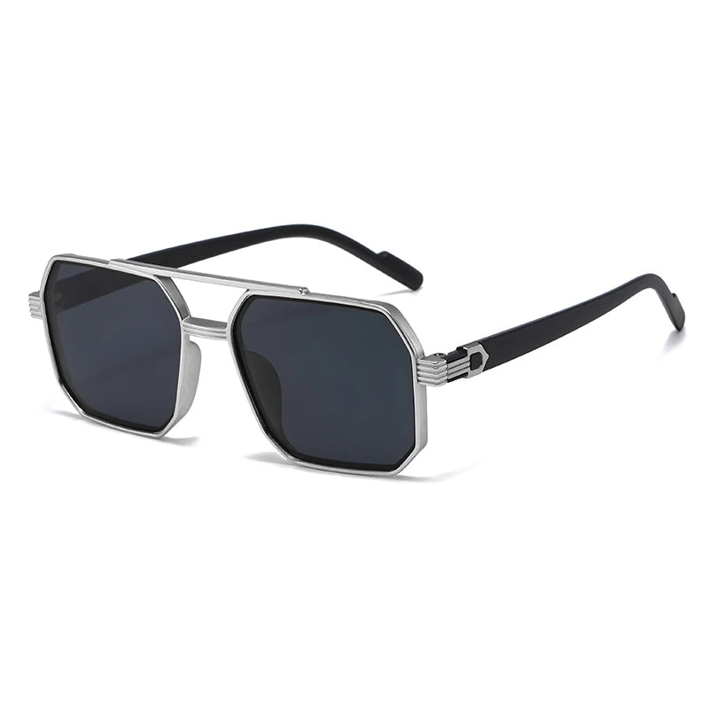 Hiking New Fashion Double Beam Polygonal Anti Light Glasses Retro Personalized Trendy Large Frame Eyewear European and American Beauty World Shop