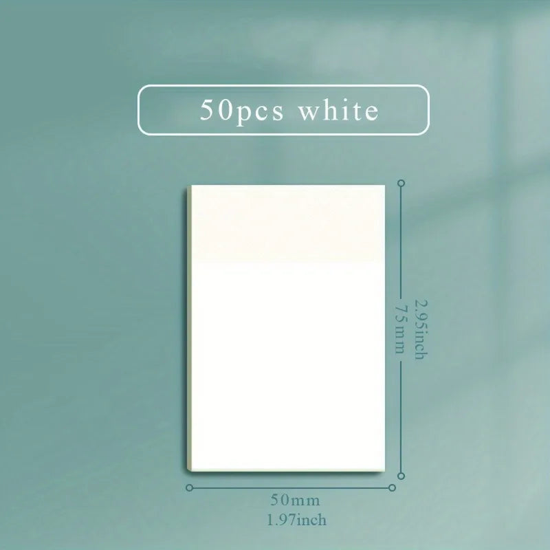 50 Sheets Transparent Sticky Note Pads Waterproof Self-Adhesive Memo Notepad School Office Supplies Stationery Beauty World Shop