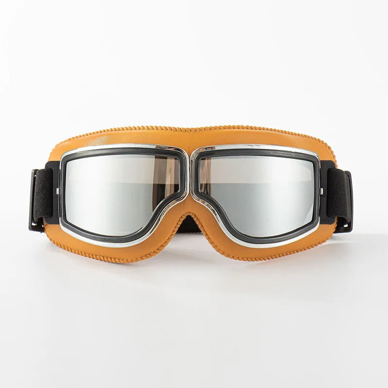 Motorcycle Glasses Windproof Motorcycle Helmet Glasses Sunglasses Retro Universal Folding Leather Retro Motorcycle Accessories Beauty World Shop