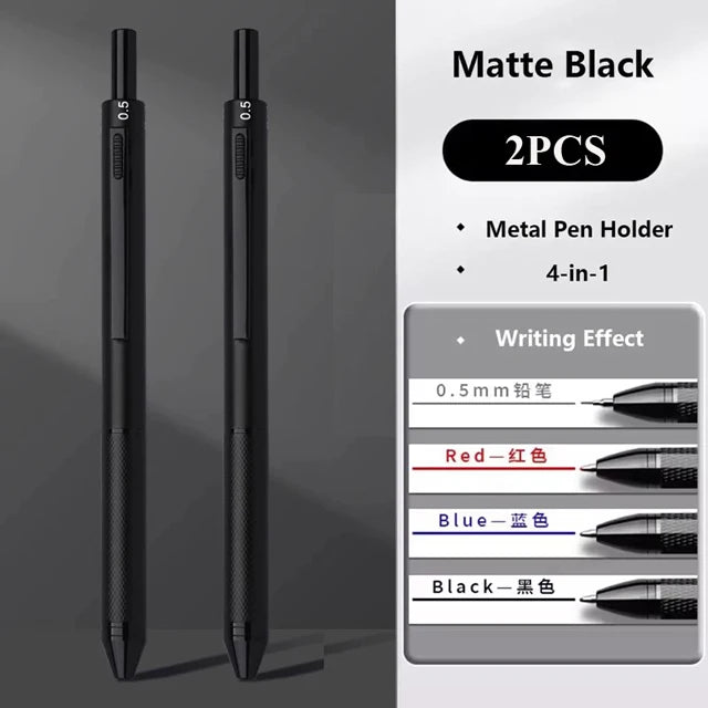 Multifunctional 4-color-in-one gravity-sensing pen metal ballpoint pen/Mechanical Pencil,Black/Red/Blue Ink Oil Signing canetas Beauty World Shop