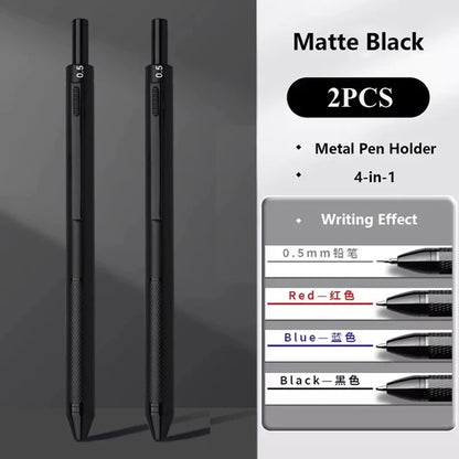 Multifunctional 4-color-in-one gravity-sensing pen metal ballpoint pen/Mechanical Pencil,Black/Red/Blue Ink Oil Signing canetas Beauty World Shop