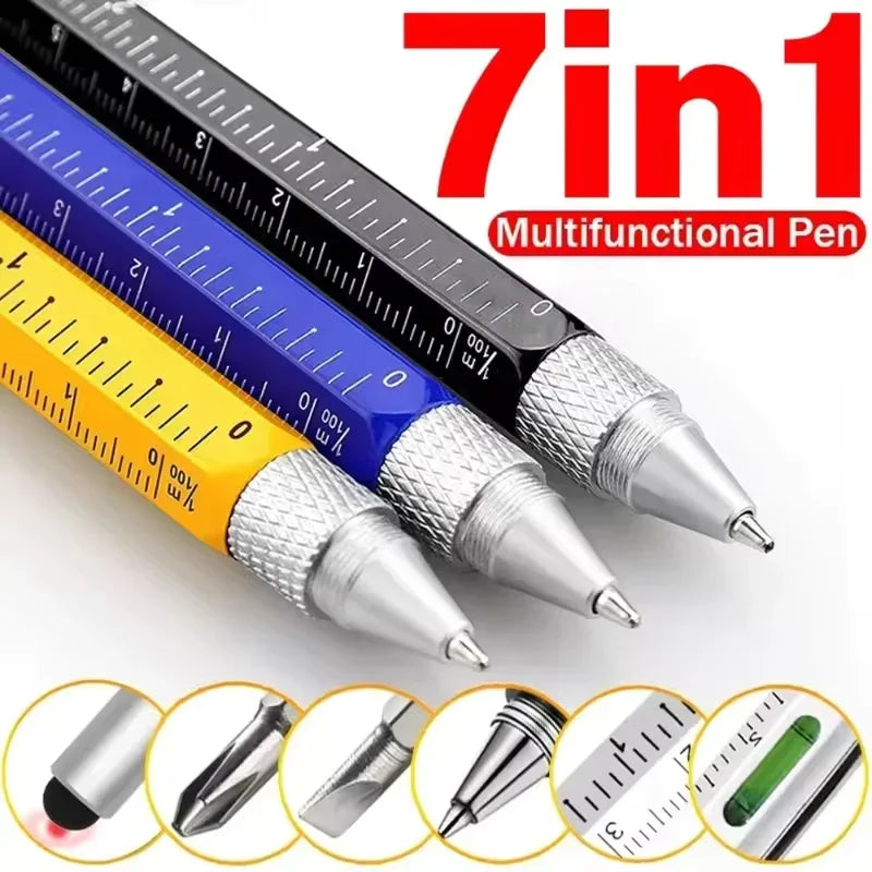 7 in 1 Multifunctional Pen Touch Screen Stylus Capacitive Pen with Screwdriver Ruler Levelgauge Refillable Ballpoint Pencil Tool Beauty World Shop