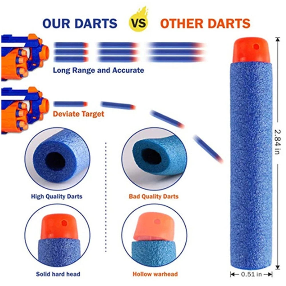 Blue Soft Hollow Hole Head Bullets 7.2cm For Nerf Refill Darts Toy Gun Bullets For Nerf Series Blasters Xmas Kid Children Gift Beauty Fashion
