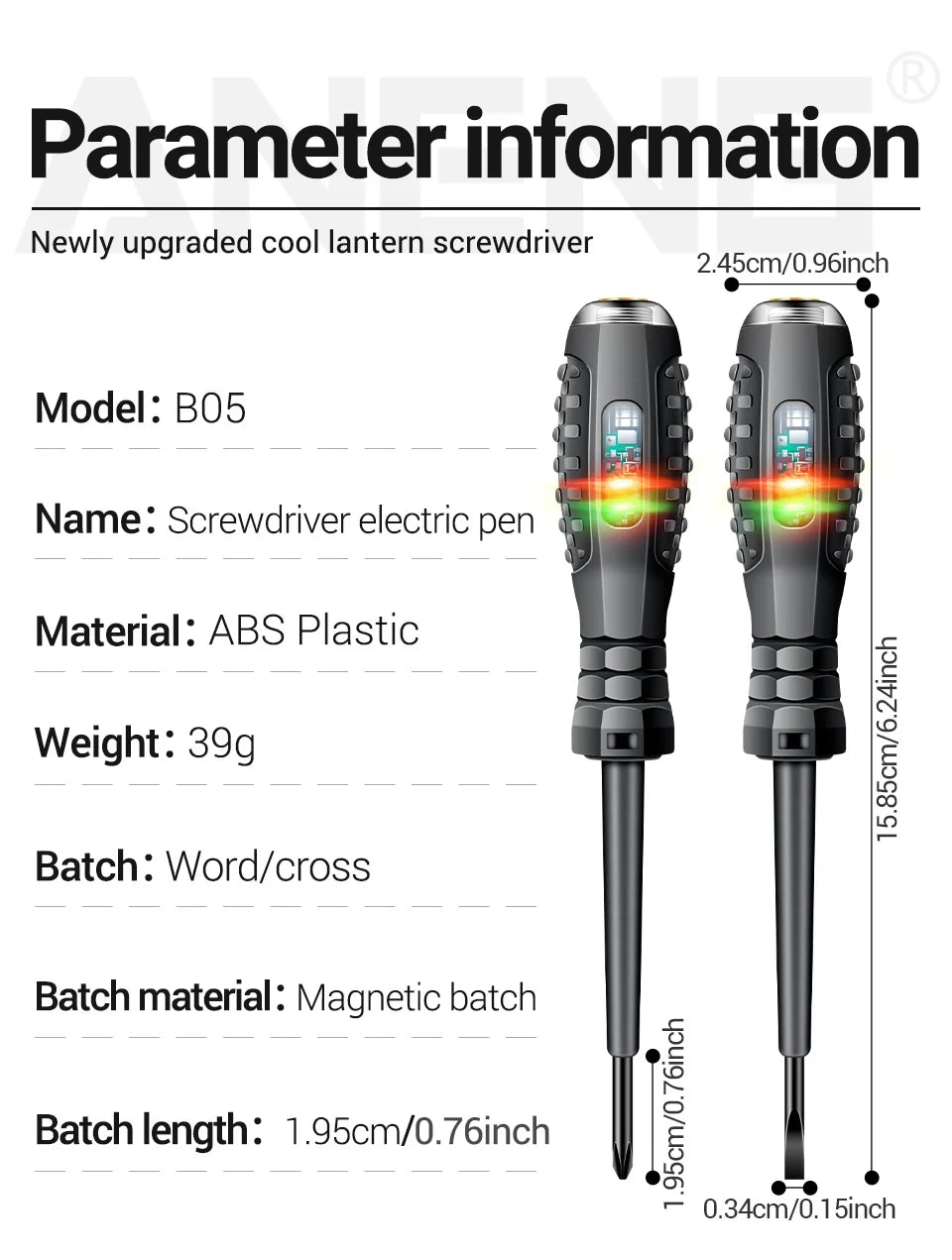 Multifunctional Electrician Test Screwdriver AC Non-contact Induction Test Pen Voltage Tester 70-600V Red Green Induction Lights Beauty World Shop