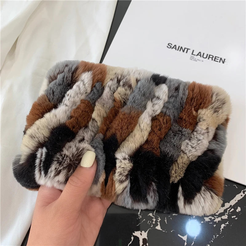 Women Handmade Stretch 100% Real Rabbit Fur Scarf Knit Genuine Rex Rabbit Fur Headbands Girls Natural Rabbit Fur Ring Scarves Beauty World Shop