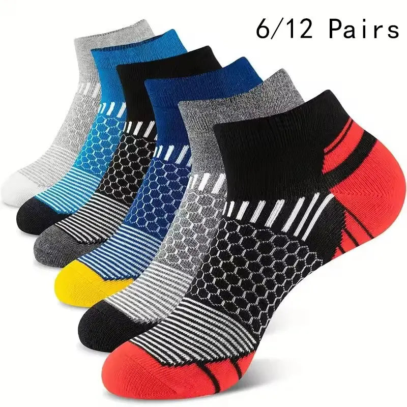 6/12 Pairs Colorful Men's Low Tub Socks Fashion Comfortable Autumn Classic Black Business Sock High-quality Men's Short Socks Beauty World Shop