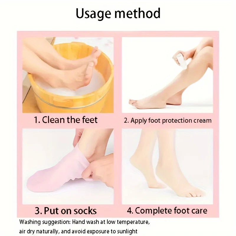 2 Pack Silicone Elastic Moisturizing Foot Socks, Spa Massage Moisturizing Gel Socks for Dry Cracked Feet, Foot Care Socks Tools Beauty World Shop