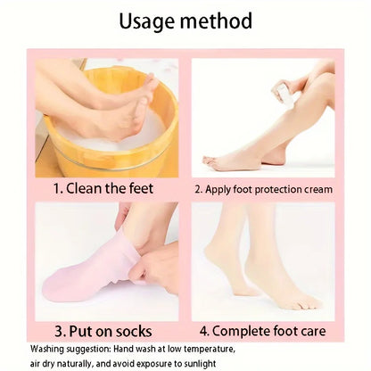 2 Pack Silicone Elastic Moisturizing Foot Socks, Spa Massage Moisturizing Gel Socks for Dry Cracked Feet, Foot Care Socks Tools Beauty World Shop