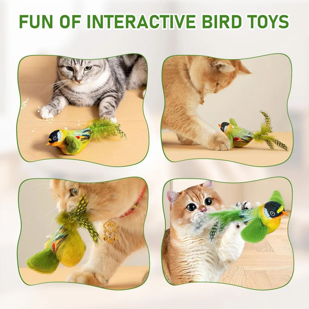 Indoor Interactive Birds Toy for Cat Chasing Teasing Toy Sounding Catnip Cat Teaser Toy Self-hilarity Wall Hanging Birds Cat Toy Beauty World Shop
