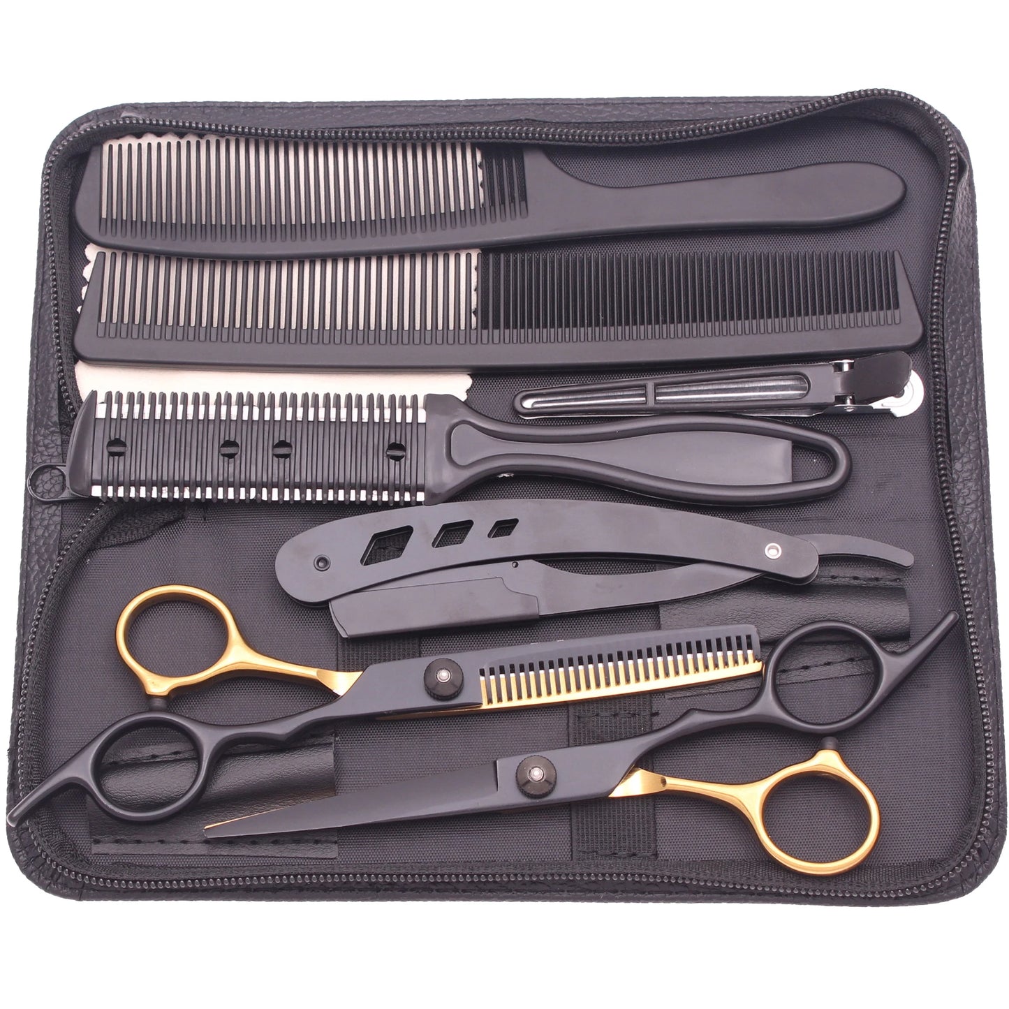 Hairdressing Scissors Japan Stainless Hair Scissors Purple Hair Cutting Scissors Barber Shop Thinning Shears Set Comb C1001 Beauty World Shop