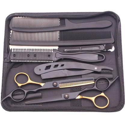 Hairdressing Scissors Japan Stainless Hair Scissors Purple Hair Cutting Scissors Barber Shop Thinning Shears Set Comb C1001 Beauty World Shop