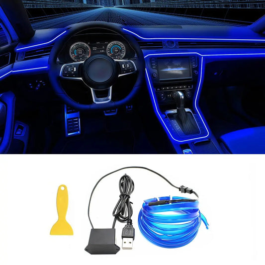 5M Car Interior Led Strip Light Neon EL Wiring Decorative Lamp For Auto DIY Flexible Ambient Light USB Party Atmosphere Diode Beauty World Shop