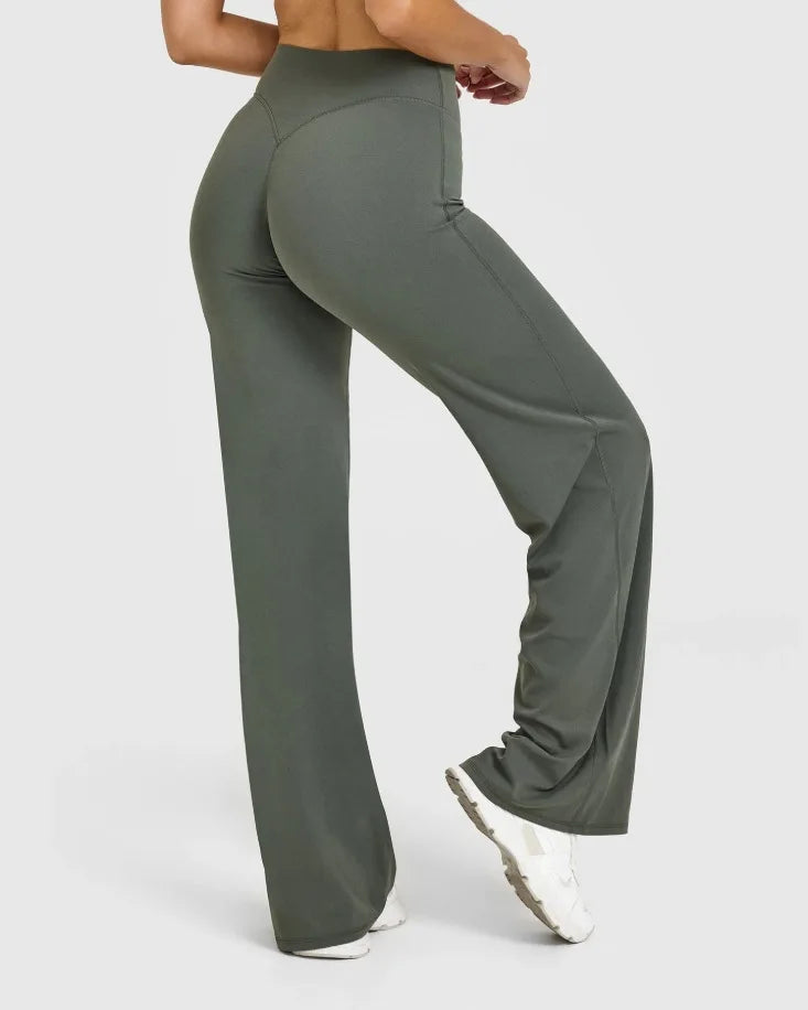 NCLAGEN SoftMotion Straight Leg Bottoms Women's Mid-Waist Yoga Pants GYM Leggings Naked Feel Pilates Running Sports Trousers Beauty World Shop