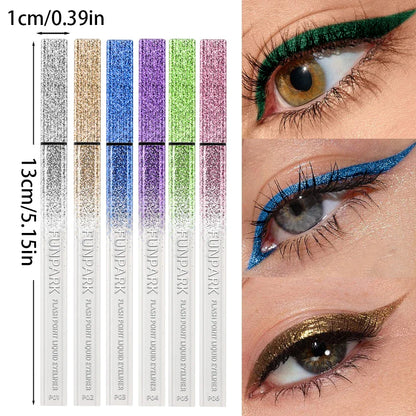 6 Color Diamond Shiny Eye Liner Eyeshadow Waterproof Quick-dry Silver Gold Metellic Pearlescent Liquid Eyeliner Makeup Gilfts Beauty Trend Shop