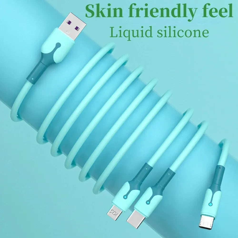 3 In 1 Mobile Phone 5A Super Fast Charging Type-C Usb Charging Cable for IPhone, Xiaomi, Android, Huawei Vivo Charging Cable Beauty World Shop