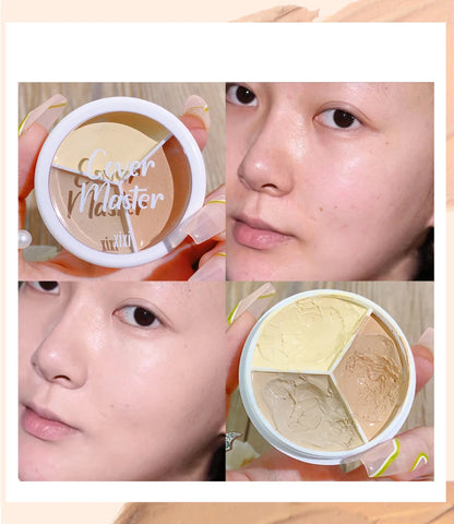 XIXI Pure Holding Makeup Three Color Concealer Spot Acne Print Repair Foundation Dark circles are not easy to stick powder Beauty World Shop