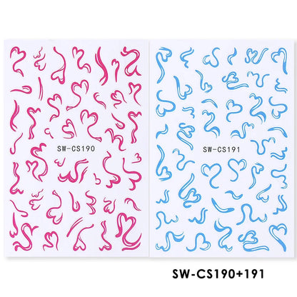 2pcs Sweet Element Nail Art Stickers Simple Flower Heart Cherry Strawberry Kawaii Decals Colorful Bow Butterfly Manicure Sliders Beauty World Shop