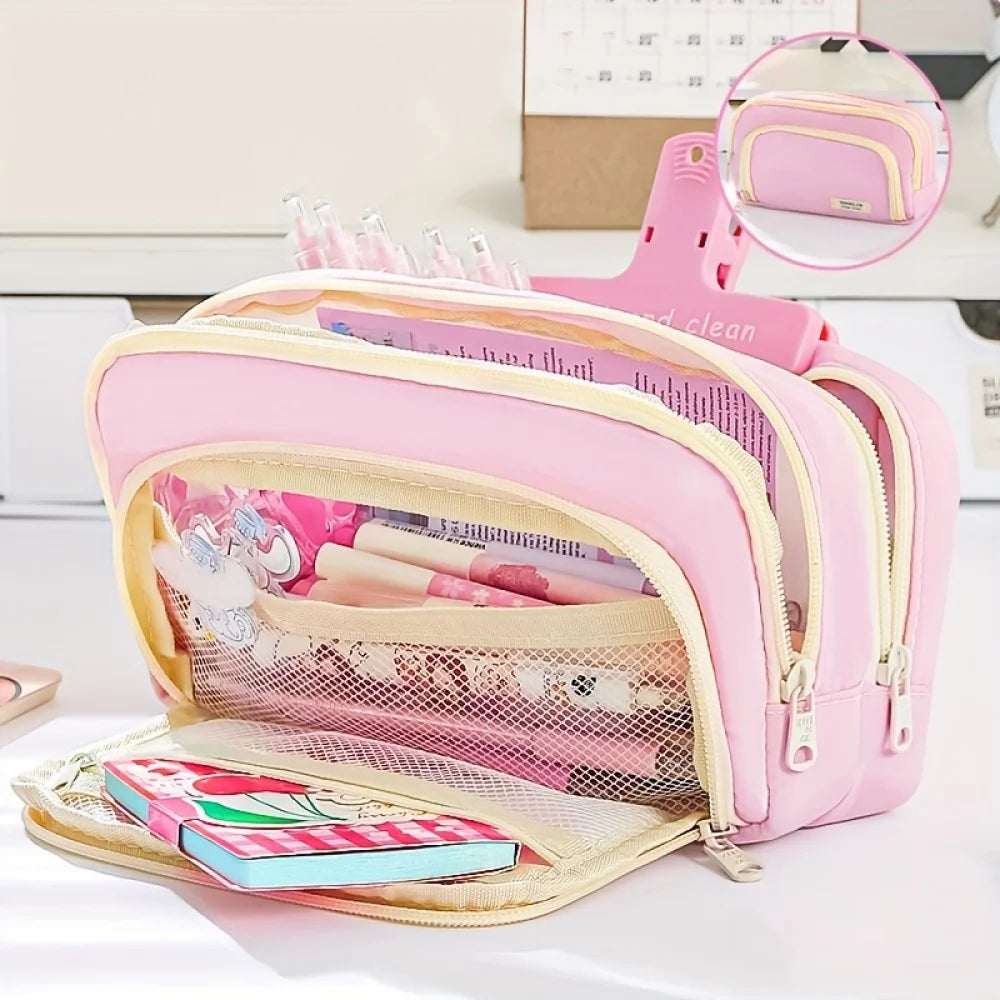 A Large-capacity Multi-layer Pencil Case, A Simple Multi-purpose Student Stationery Box And Makeup Storage Bag Beauty World Shop