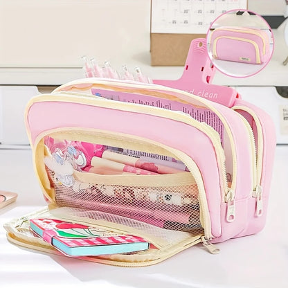 A Large-capacity Multi-layer Pencil Case, A Simple Multi-purpose Student Stationery Box And Makeup Storage Bag Beauty World Shop