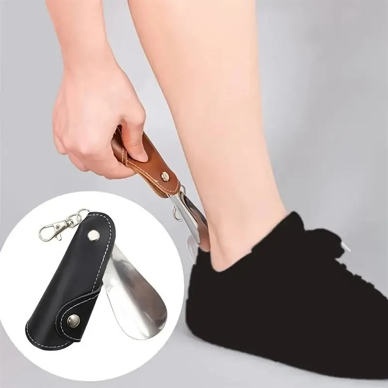 1PC Portable Keychain Shoe Horn, Stainless Steel Foldable Shoehorn for Home Travel Beauty World Shop