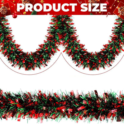 Christmas Tinsel Garlands Decoration Bar Tops 2/10M Red Green Wreath Xmas Tree Ornaments Party Home Staircase Decor Pendant Prop Beauty World Shop