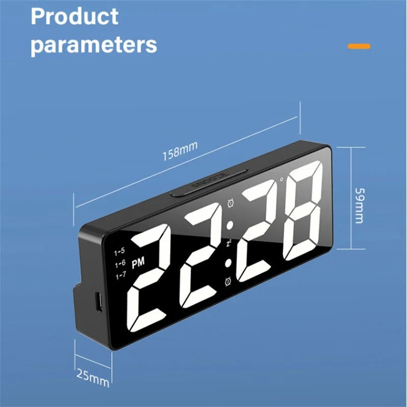 Latest Digital Clock LED Alarm Clock Bedroom Electronic Desktop Clock With Temperature Display Adjustable Brightness 12/24 Hours Beauty World Shop