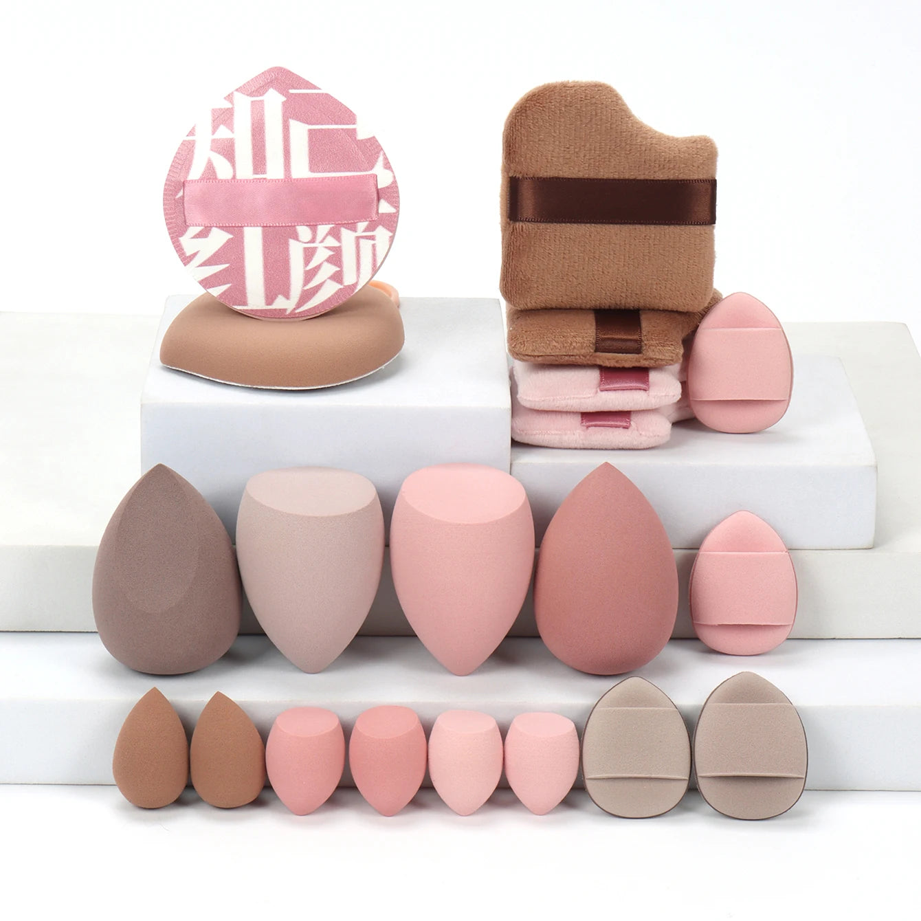 20 Pcs Pink Makeup Sponge and Makeup Puff Set Suitable for Face Cream and Powder Concealer Powder Makeup Machine Beauty World Shop
