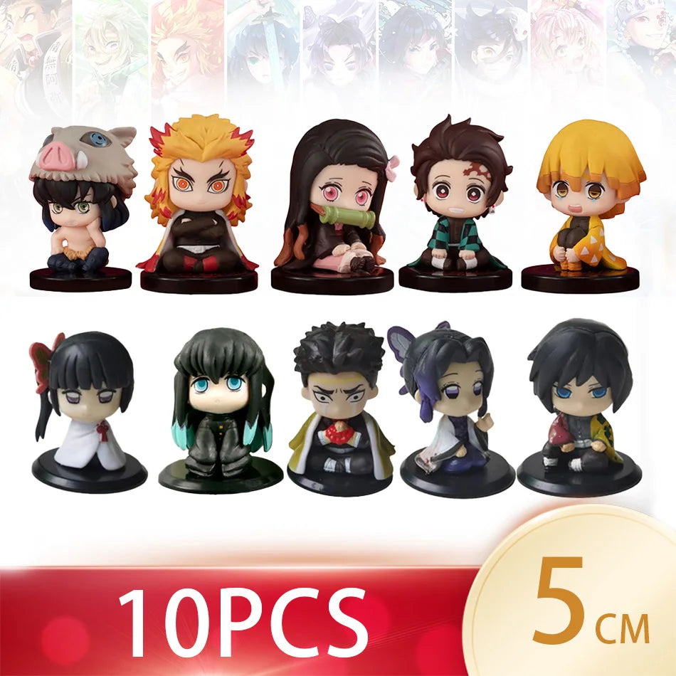 5 Style/Set Q Version Demon Slayer Sitting Ghost Doll Tanjiro Nidouzi Inosuke Zenizu Figure Action Figure Movie Model Toys Doll Beauty World Shop