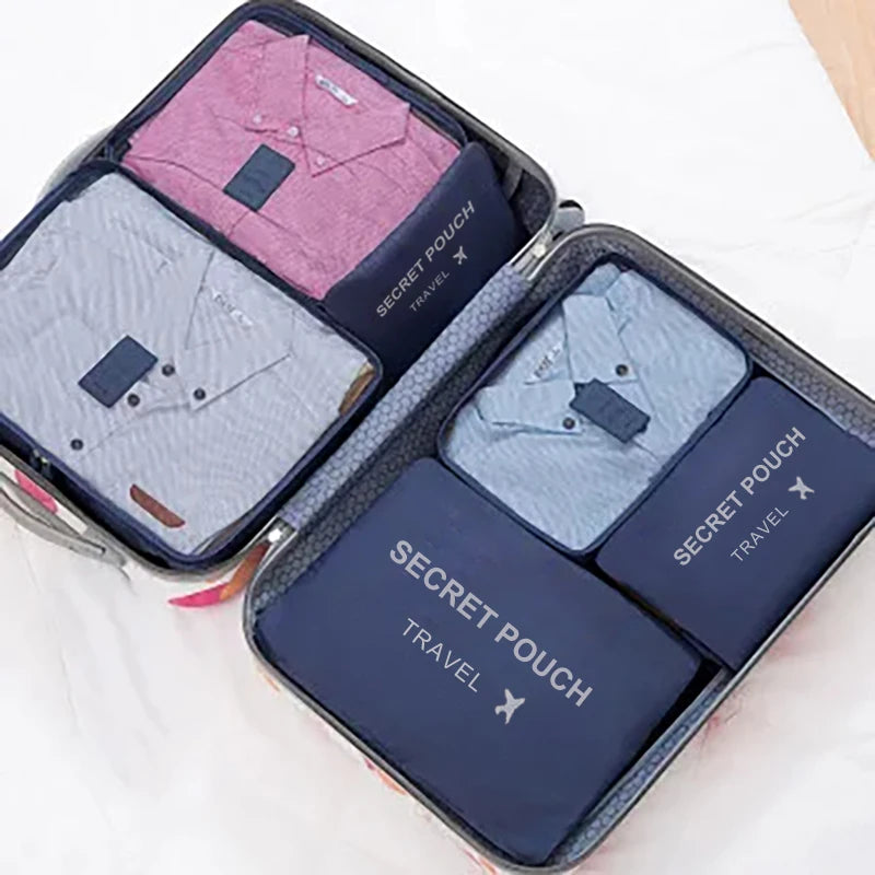 6 Pcs/Set Pink/Blue/Grey Travel Storage Bag Large Capacity Waterproof Luggage Clothing Underwear Storage Bag Bag With Zipper Beauty World Shop