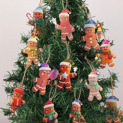12/24pcs Christmas Gingerbread Man Ornaments Xmas Tree Wooden Hanging Pendants 2026 New Year Party Home Decoration Kids DIY GIft Beauty World Shop