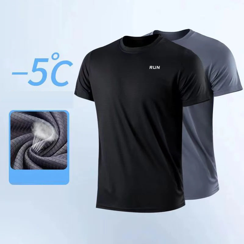Men's Quick Dry Short Sleeve Gym Running Moisture Wicking Round Neck T-Shirt Training Exercise Gym Sport Shirt Tops Lightweight Beauty World Shop