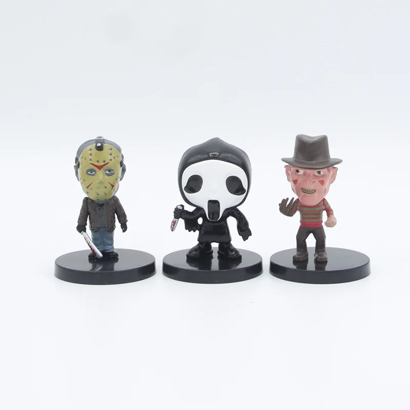 10 Pieces / Set Horror Film Series Jason Freddy Clown Action Figure Toys PVC Model Halloween Gift Vinyl Figurine Doll Gift Beauty World Shop