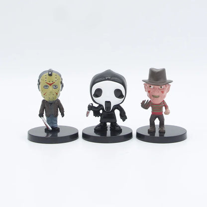 10 Pieces / Set Horror Film Series Jason Freddy Clown Action Figure Toys PVC Model Halloween Gift Vinyl Figurine Doll Gift Beauty World Shop